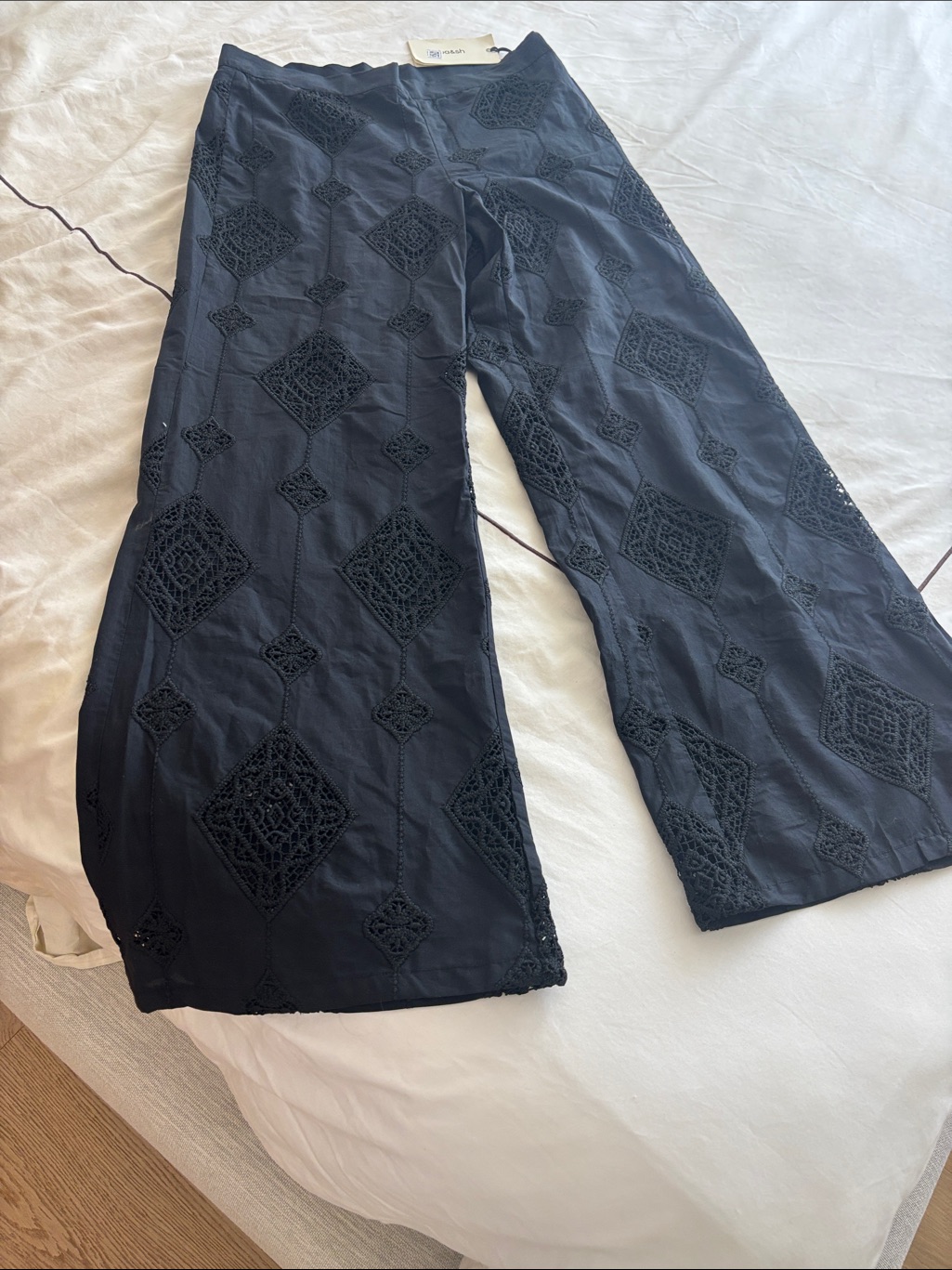 Ba&Sh Black Embroidered Boot-Cut Pants